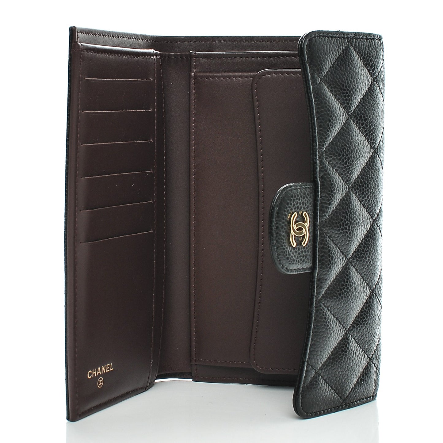 Caviar Quilted Large Flap Wallet Black