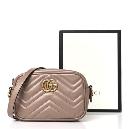 Gucci Calfskin Matelasse Mini GG Marmont Chain Shoulder Bag Porcelain Rose 10 of 10