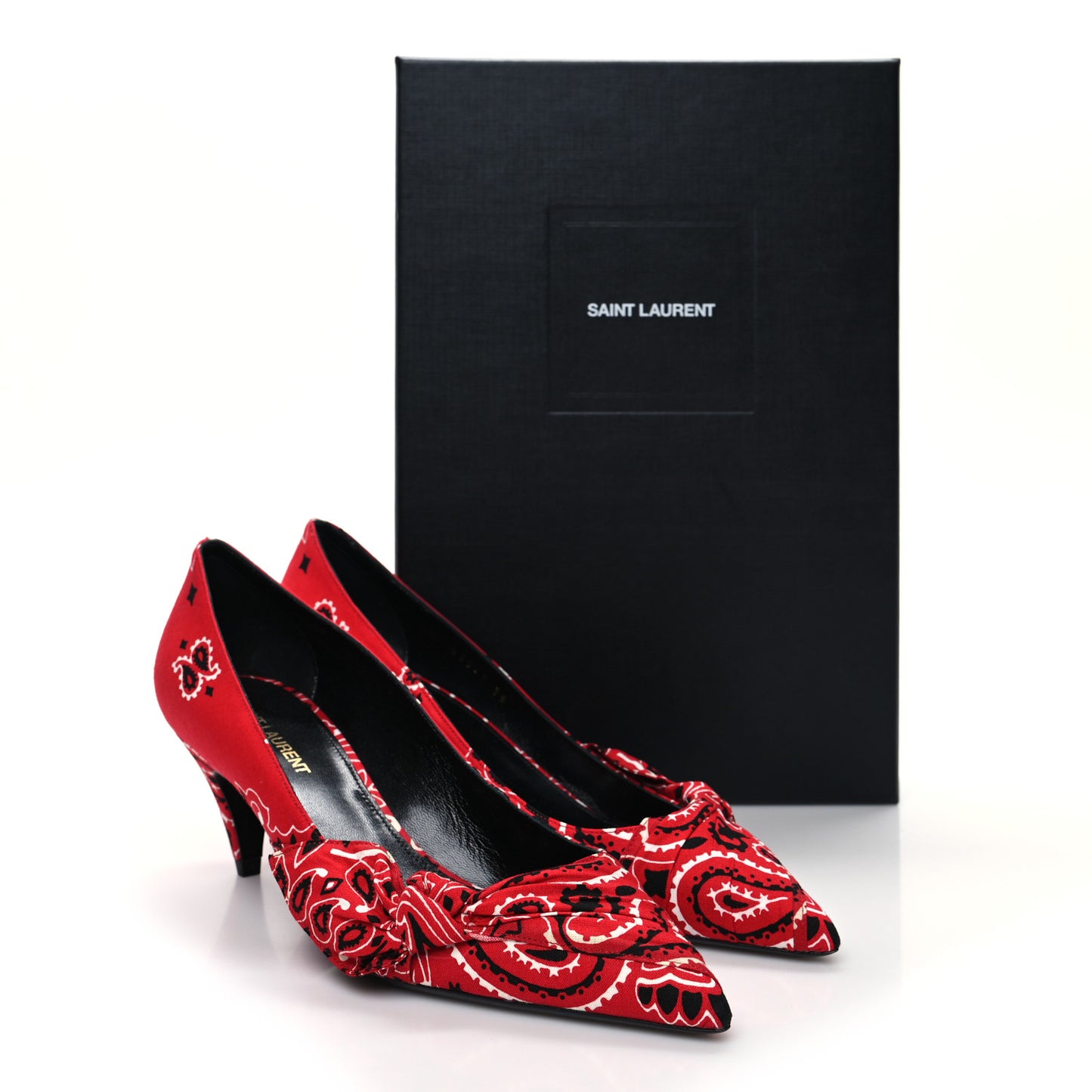 Bandana Charlotte Kitten Heel Pumps 39 Red