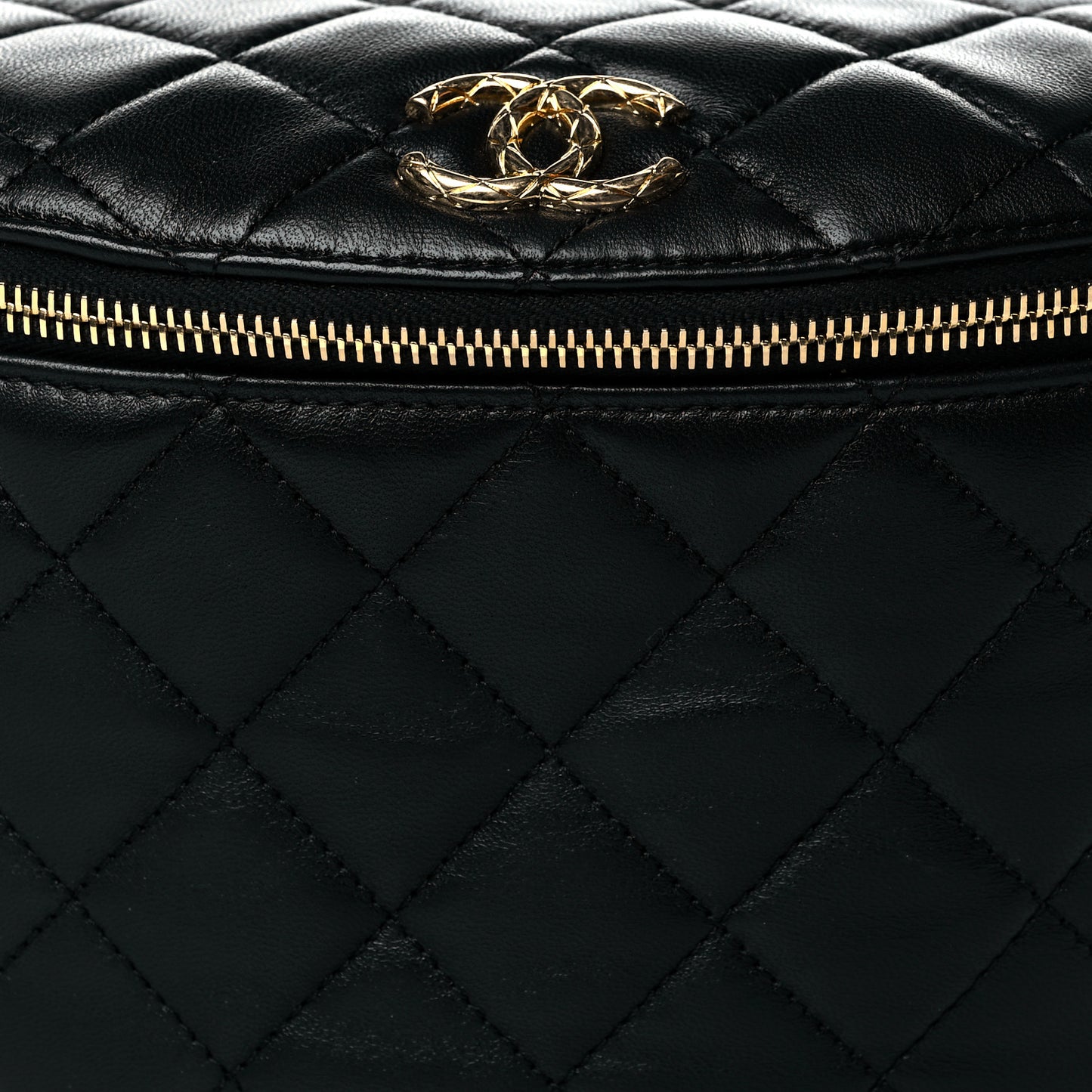 Lambskin Pearl Quilted CC Belt Bag Black