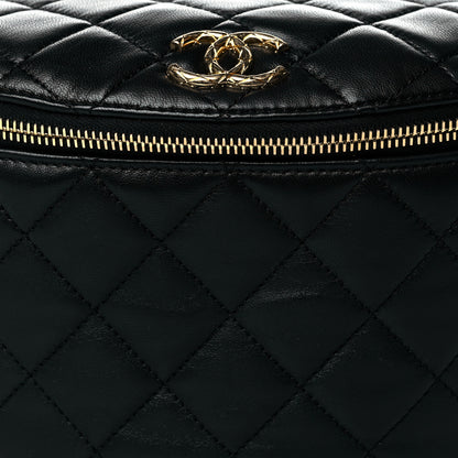 Chanel Lambskin Pearl Quilted CC Belt Bag Black 8 of 11