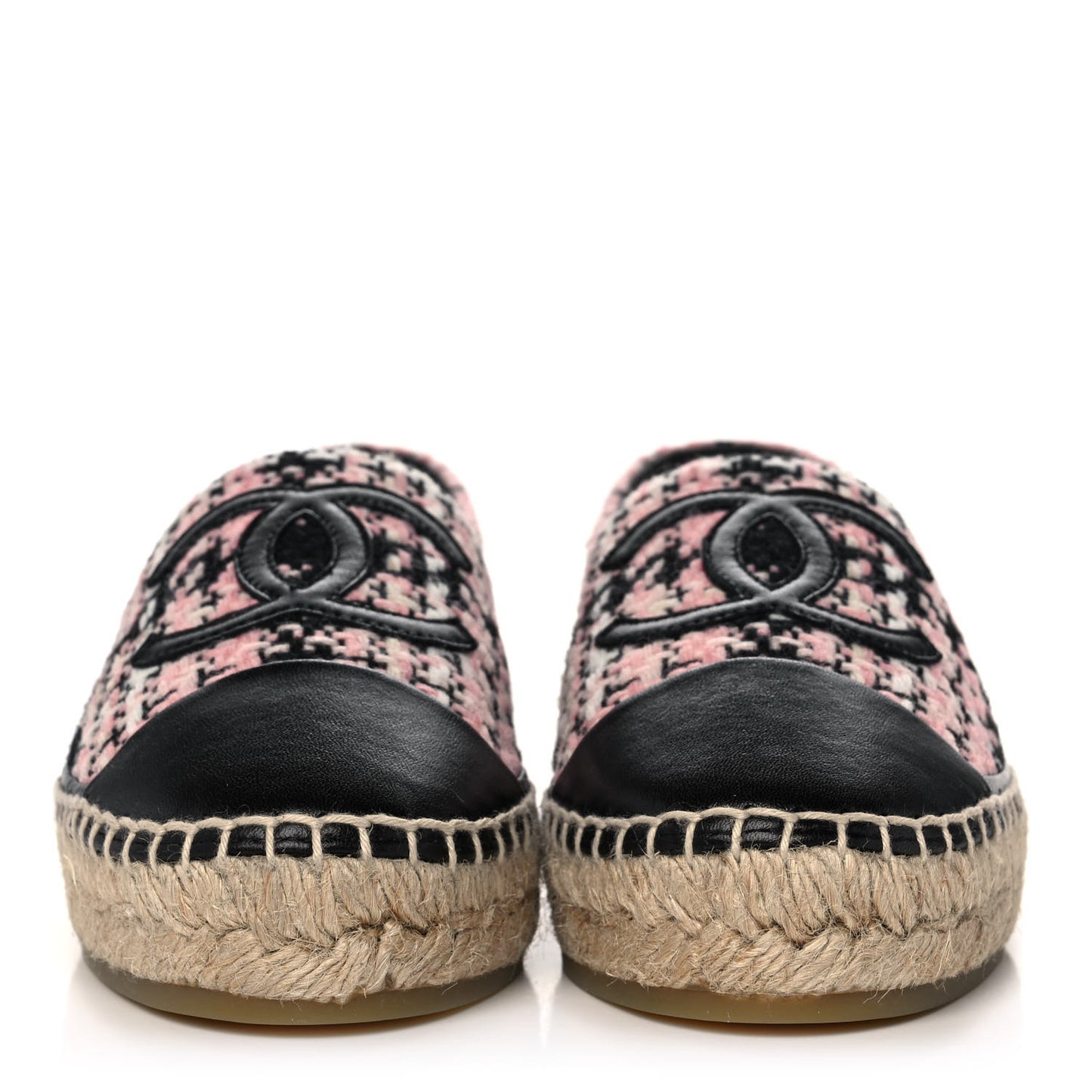 Tweed Lambskin CC Espadrilles 36 Pink Black