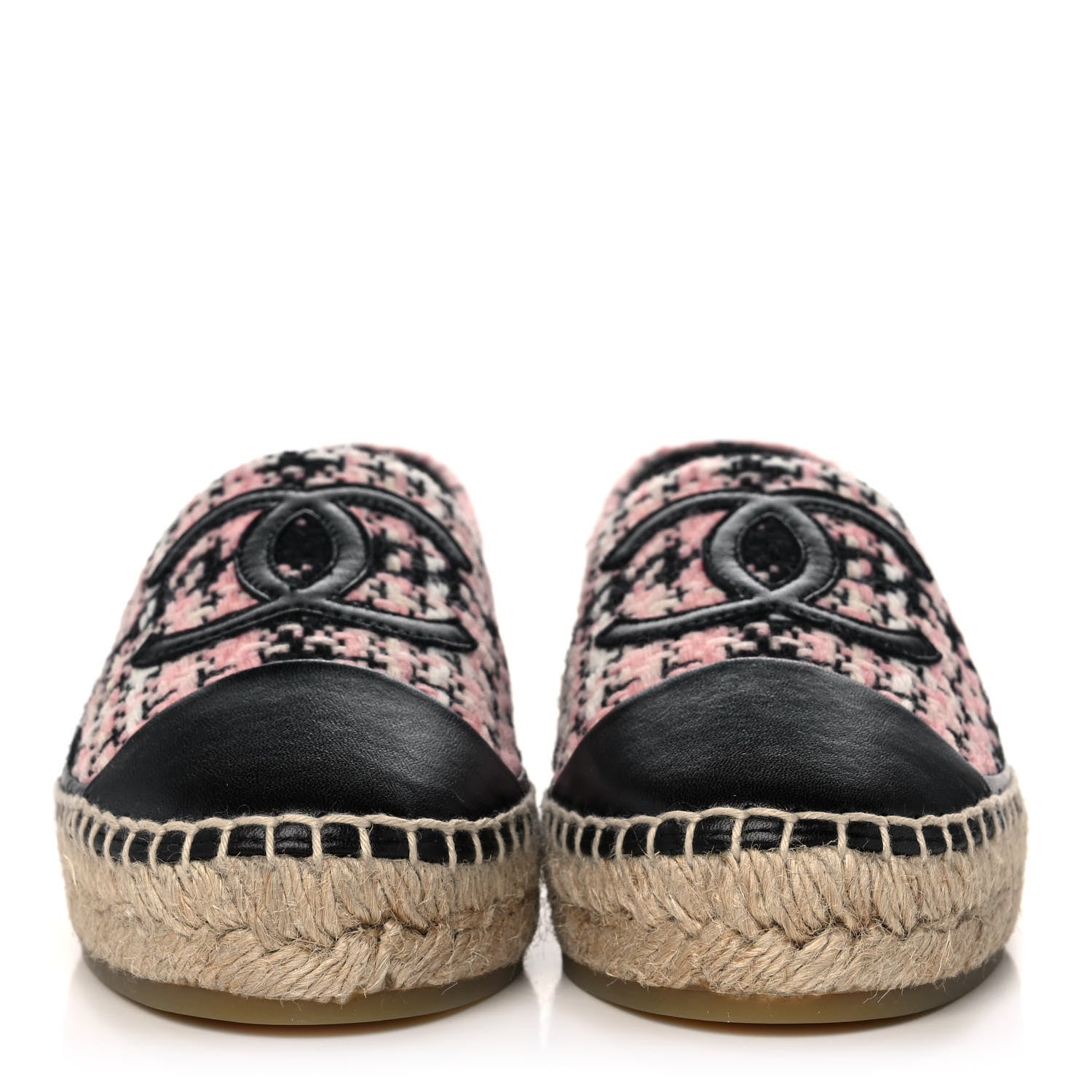 Chanel Tweed Lambskin CC Espadrilles 36 Pink Black 2 of 10