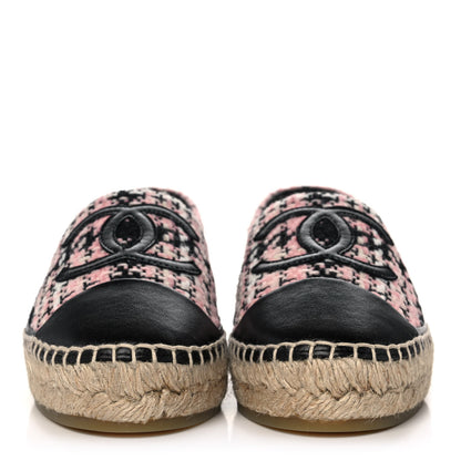 Chanel Tweed Lambskin CC Espadrilles 36 Pink Black 2 of 10