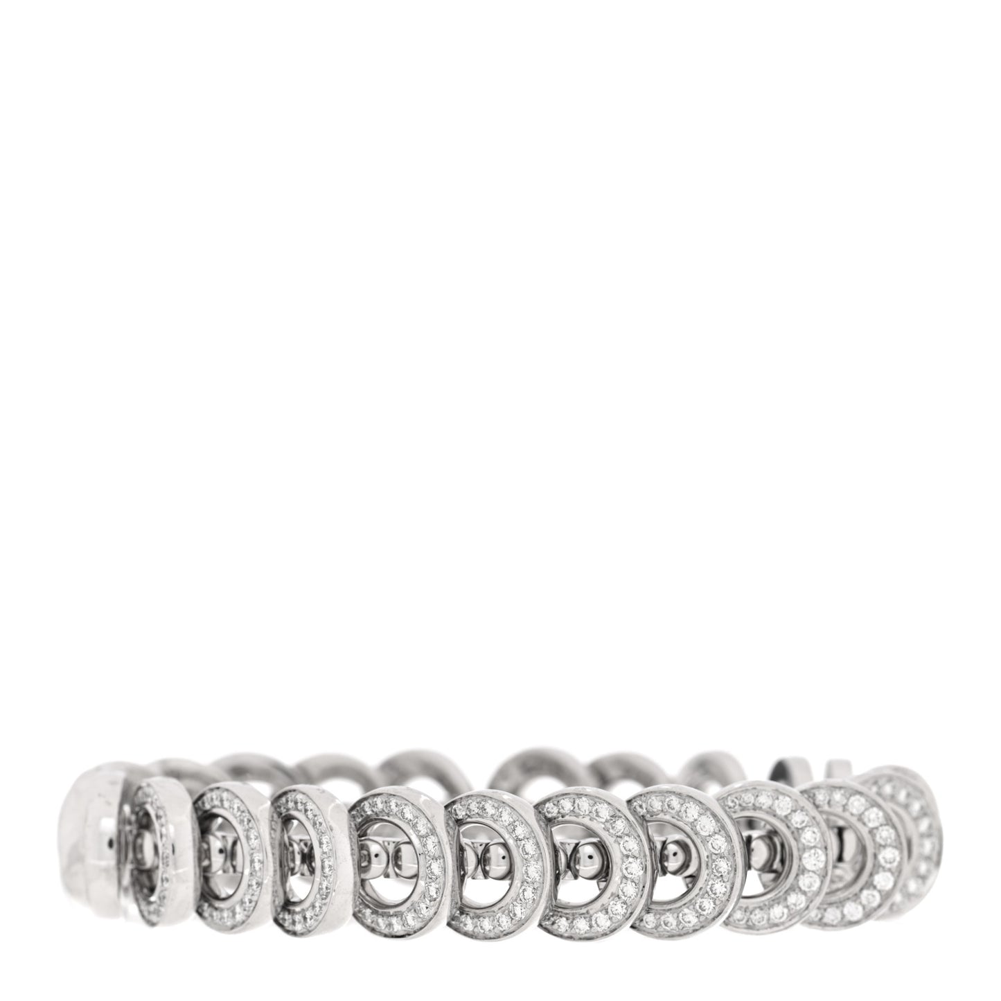 18K White Gold Diamond Circular Link Bracelet
