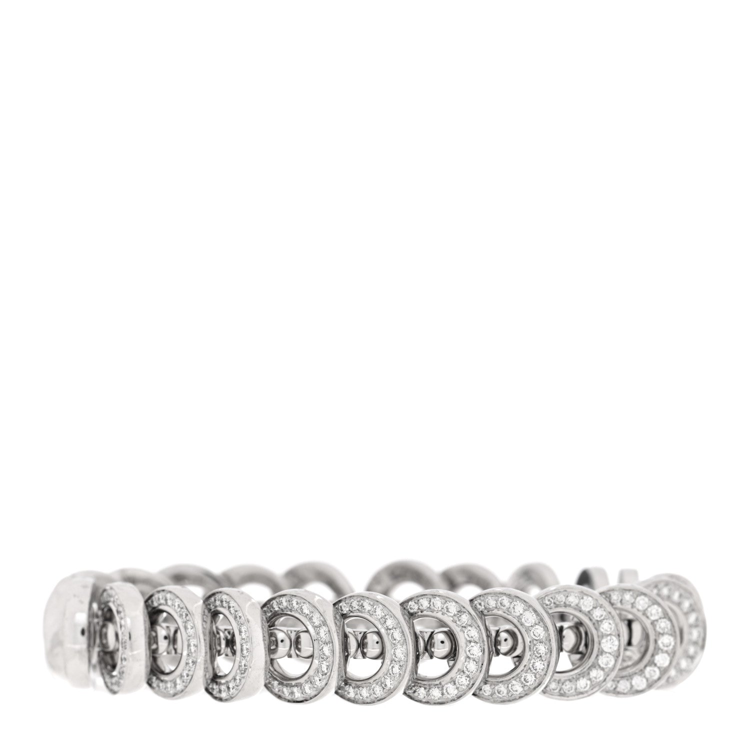 Cartier 18K White Gold Diamond Circular Link Bracelet 1 of 3