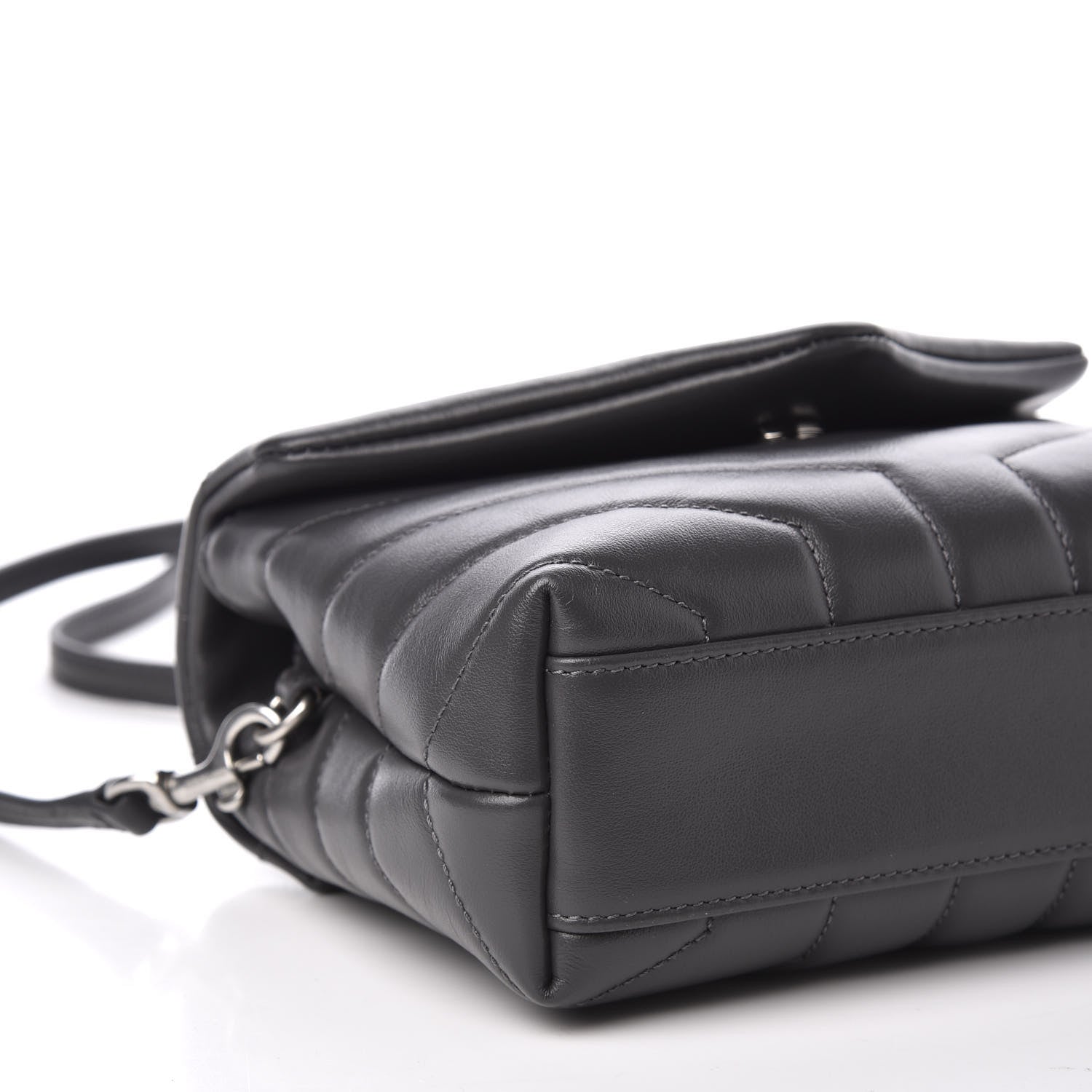 Saint Laurent Calfskin Y Quilted Monogram Toy Loulou Crossbody Bag Storm 5 of 10