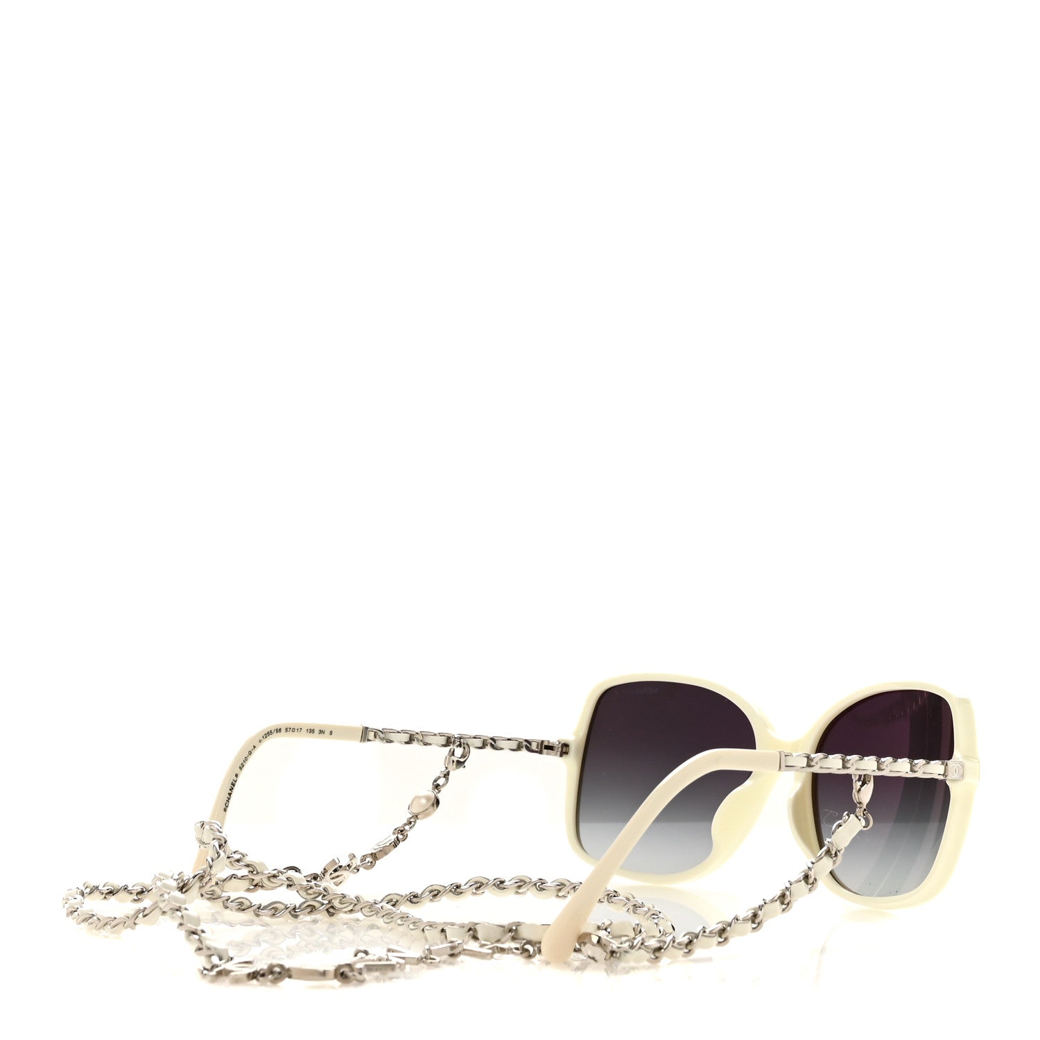 Chanel Acetate Metal Lambskin Square Chain Sunglasses 5210-Q-A White 4 of 8