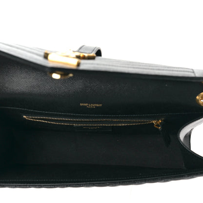 Saint Laurent Grain De Poudre Textured Mixed Matelasse Large Triquilt Monogram Satchel Black 5 of 9