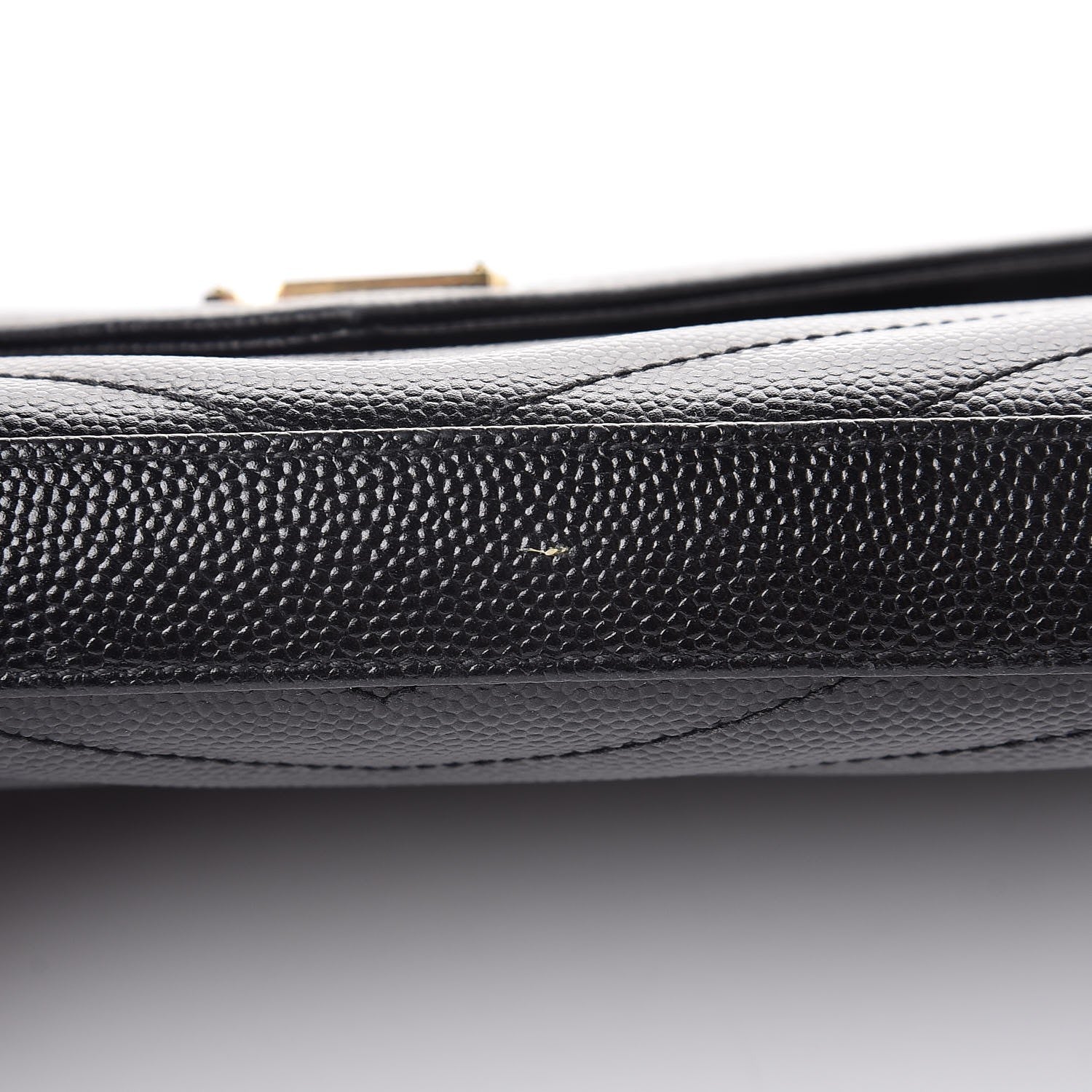 Saint Laurent Grain De Poudre Matelasse Chevron Monogram Chain Wallet Black 9 of 10
