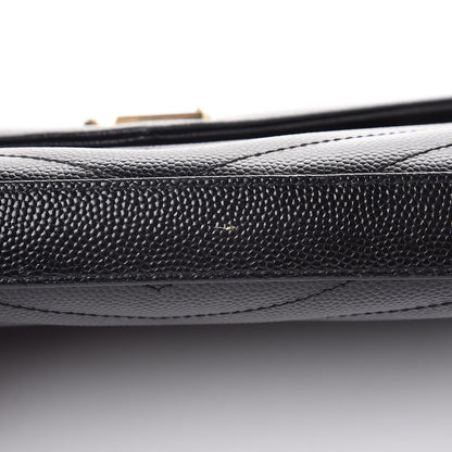 Saint Laurent Grain De Poudre Matelasse Chevron Monogram Chain Wallet Black 9 of 10