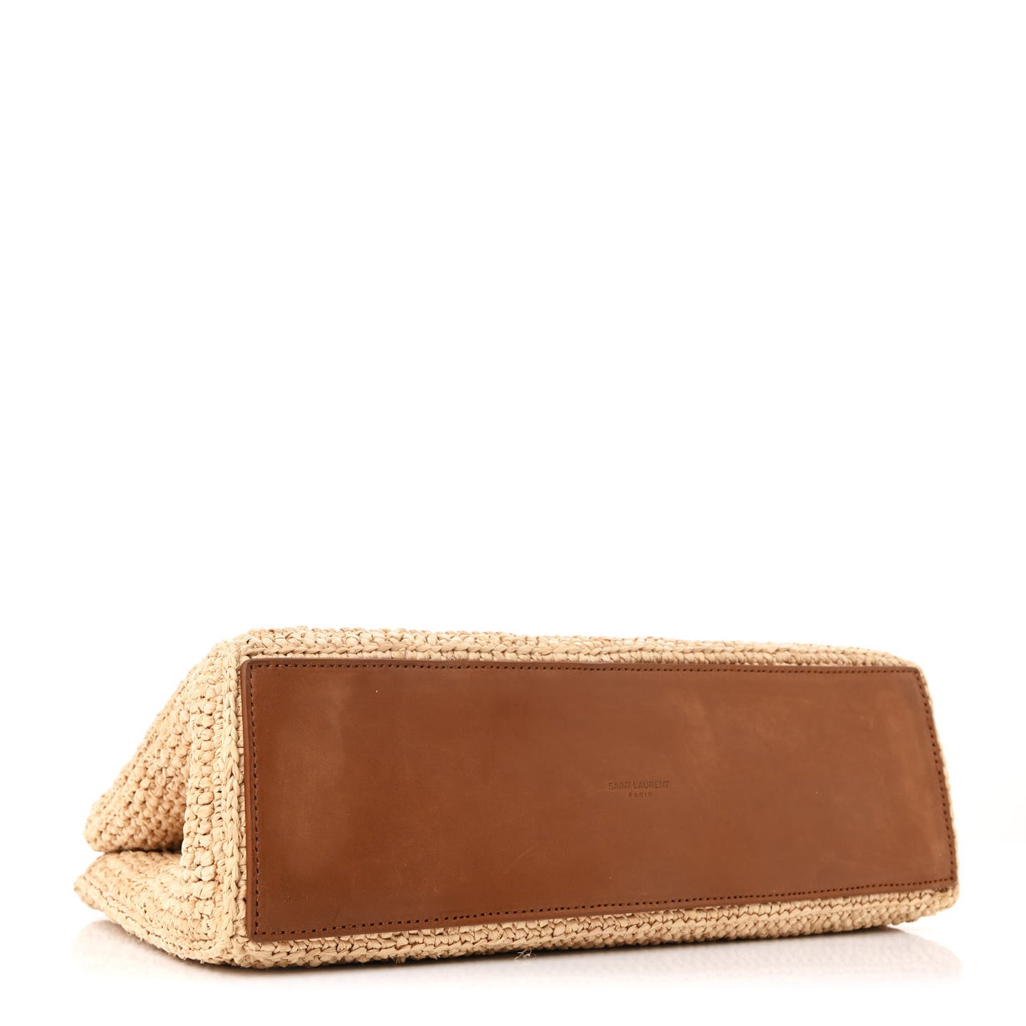 Raffia Calfskin Panier Rectangle Tote Naturel Brick