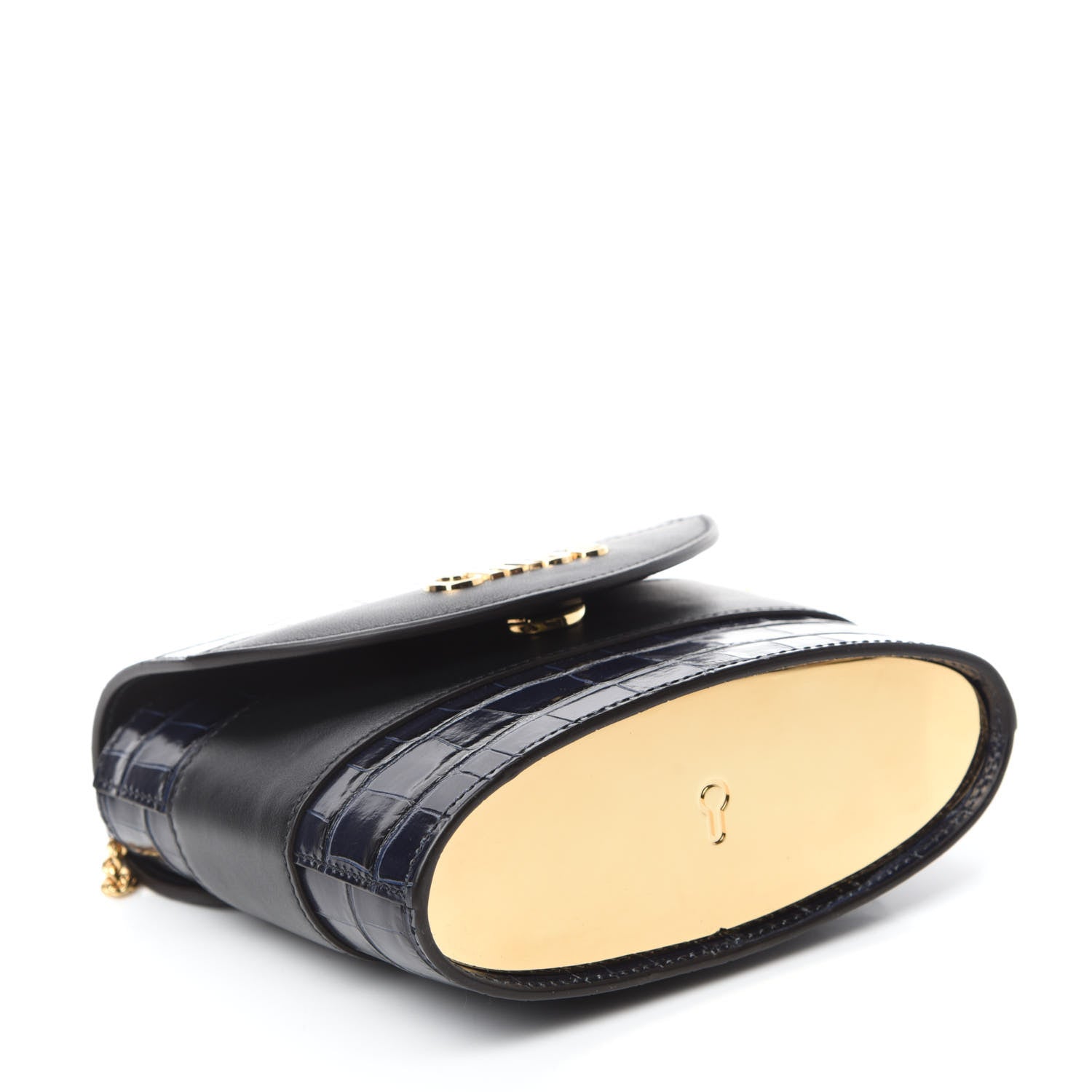 Chloe Calfskin Crocodile Embossed Small Aby Lock Full Blue 4 of 11