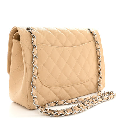 Chanel Caviar Quilted Jumbo Double Flap Light Beige 3 of 11