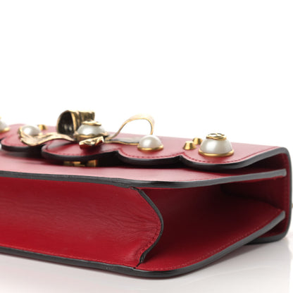 Gucci Calfskin Peony Small Chain Shoulder Bag Hibiscus Red 10 of 10