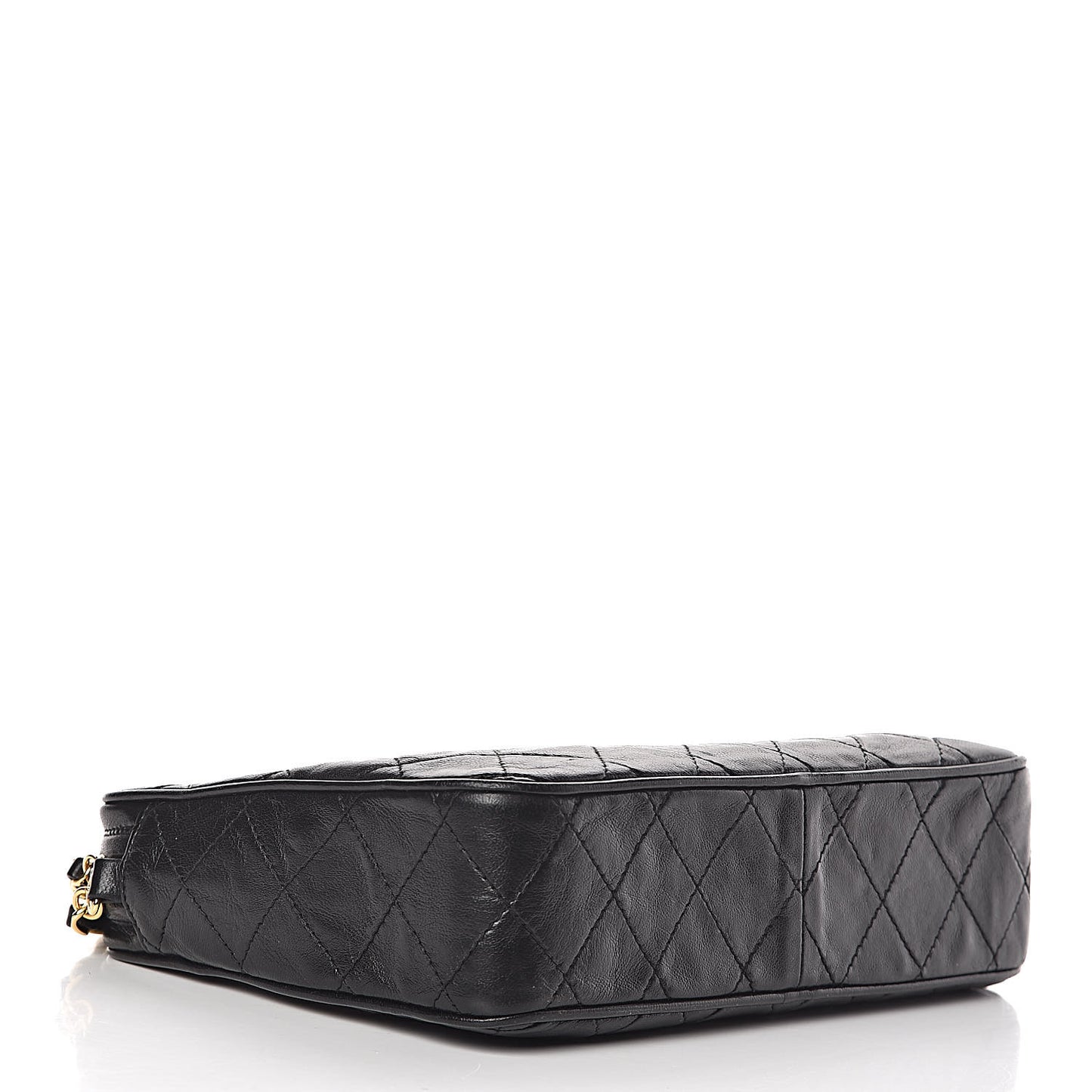 Lambskin Quilted Tassel Camera Case Pouch Black