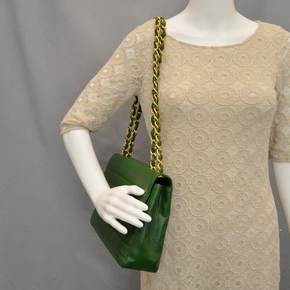 Chanel Lambskin Horizontal Quilt Jumbo Flap Kelly Green 2 of 13