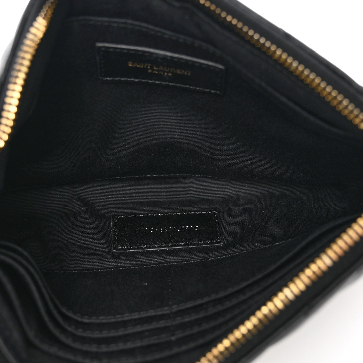 Calfskin Matelasse Chevron Monogram A5 Wristlet Black