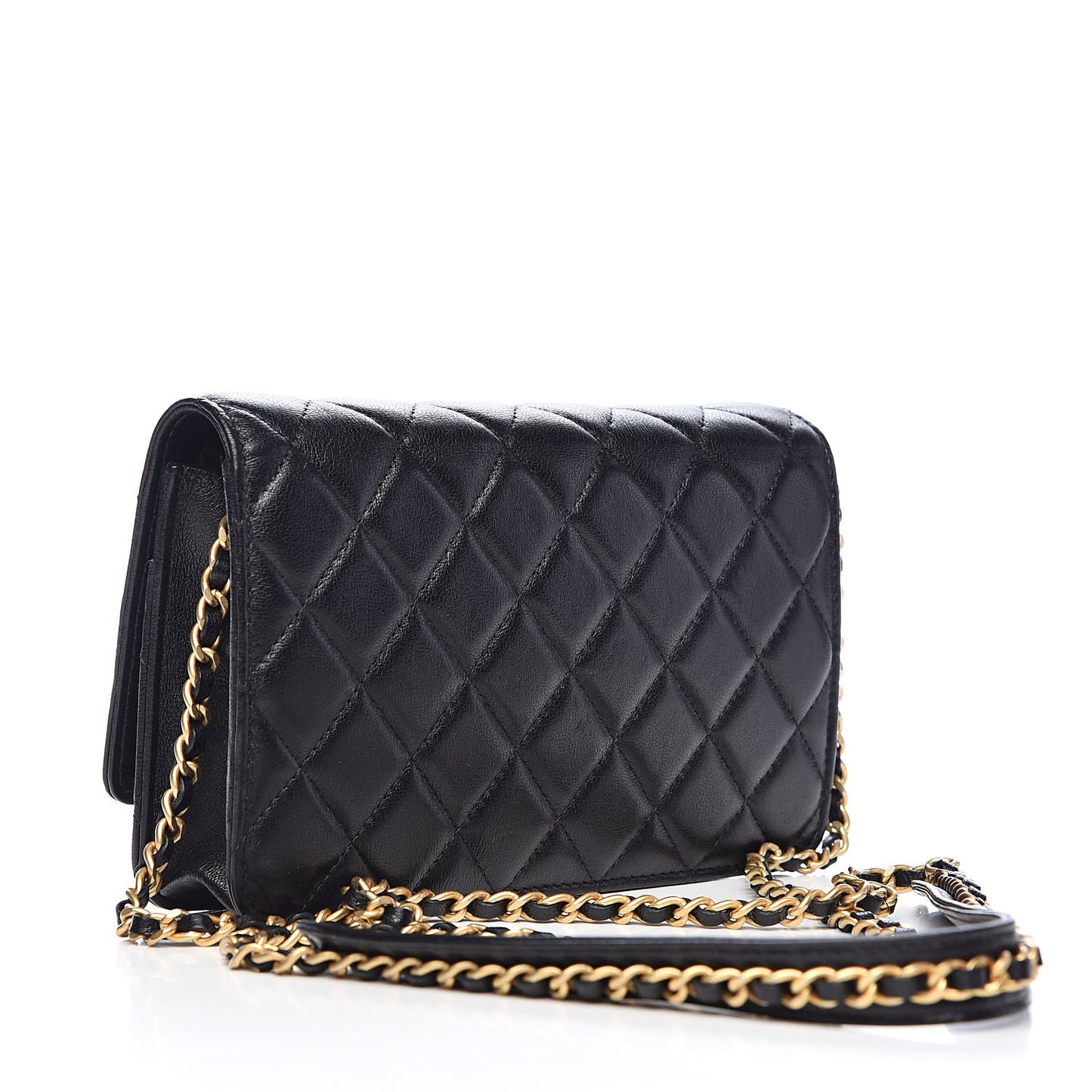 Lambskin Quilted Infinity Wallet On Chain WOC Black
