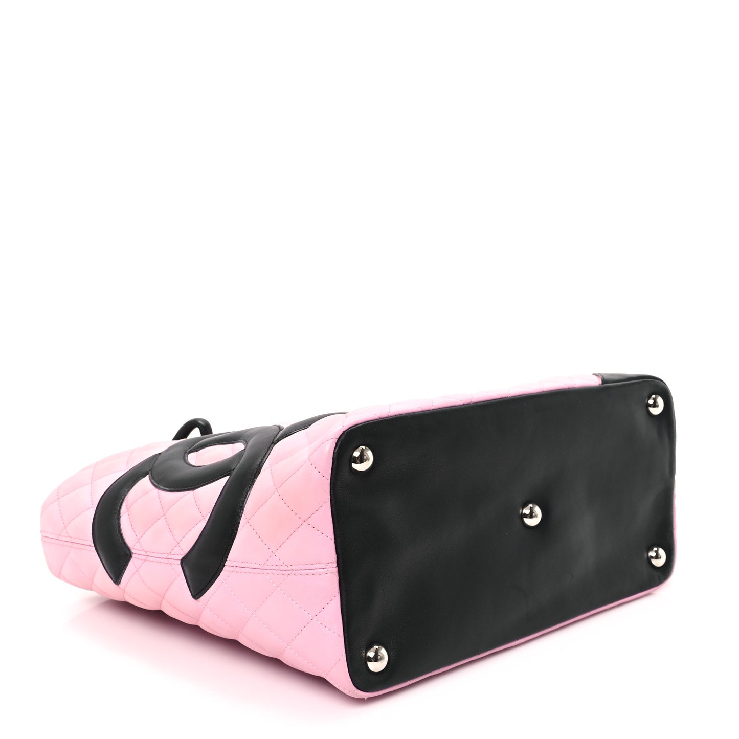 Calfskin Quilted Large Cambon Tote Pink Black