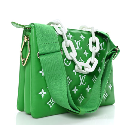 Louis Vuitton Lambskin Embossed Monogram LV Match Coussin PM Green White 3 of 10