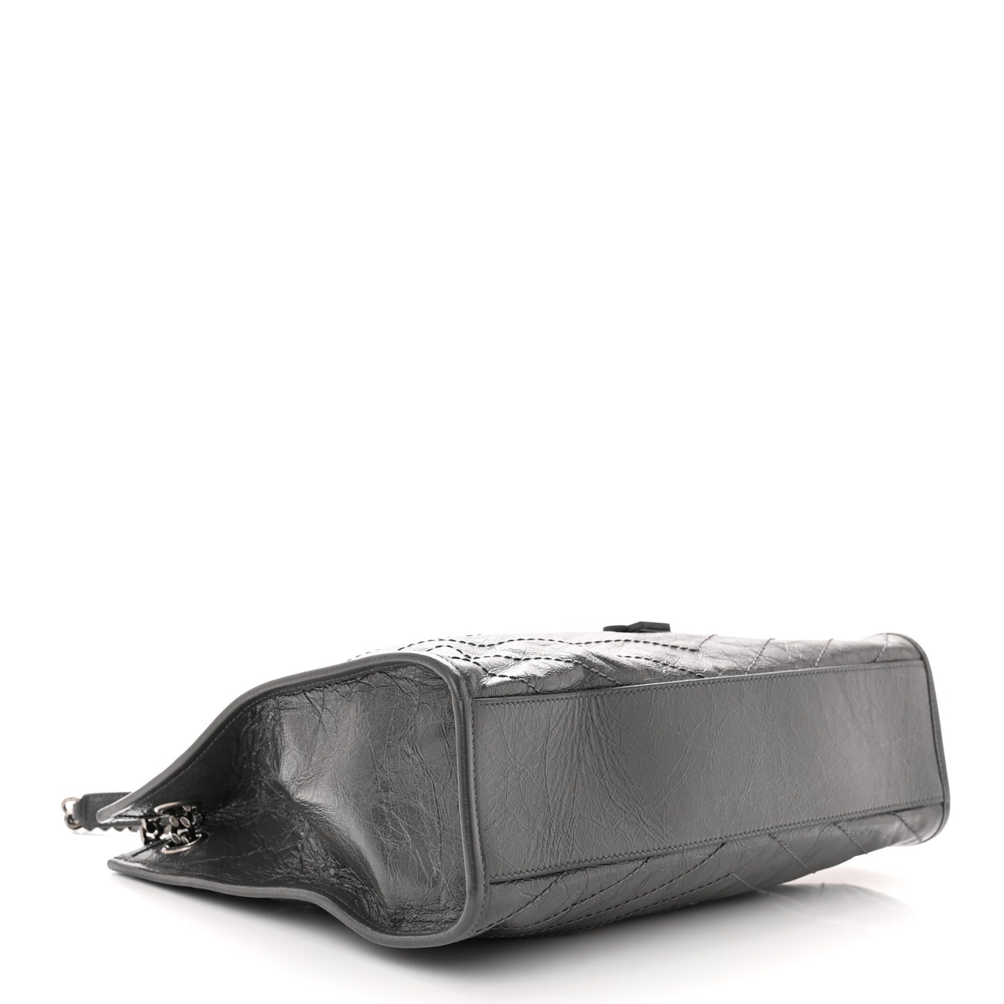 Crinkled Calfskin Matelasse Monogram Medium Niki Shopper Tote Smog