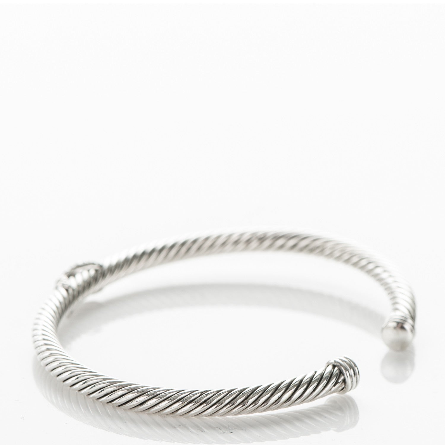 David Yurman Sterling Silver Diamond 4mm X Cable Bracelet 3 of 5
