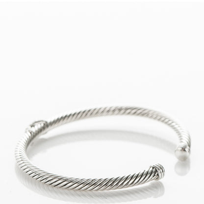 David Yurman Sterling Silver Diamond 4mm X Cable Bracelet 3 of 5
