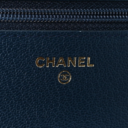 Chanel Patent Goatskin Quilted CC Eyelet Wallet On Chain WOC Blue 6 of 12