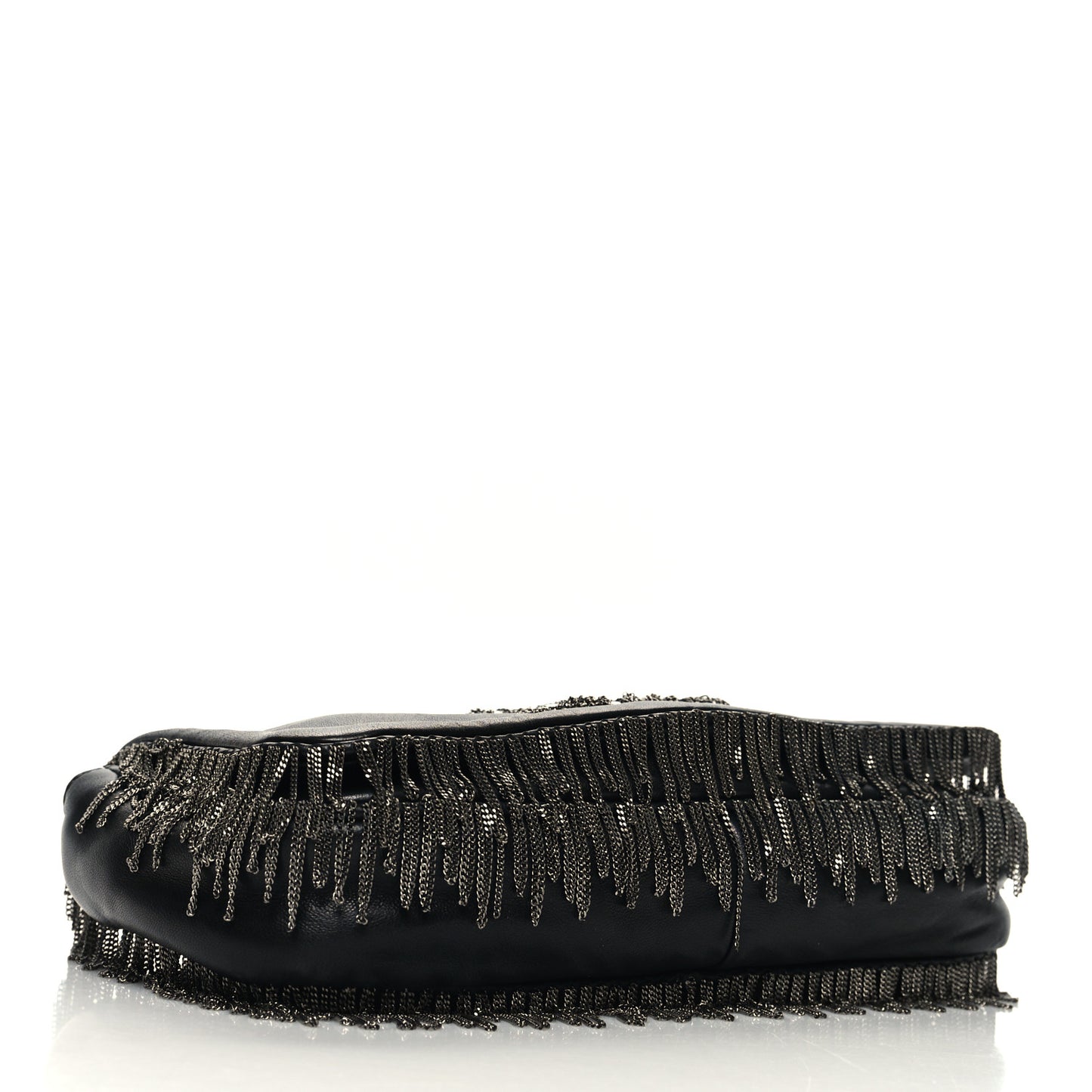 Lambskin Rock And Cabaret Chain Fringe Flap Black