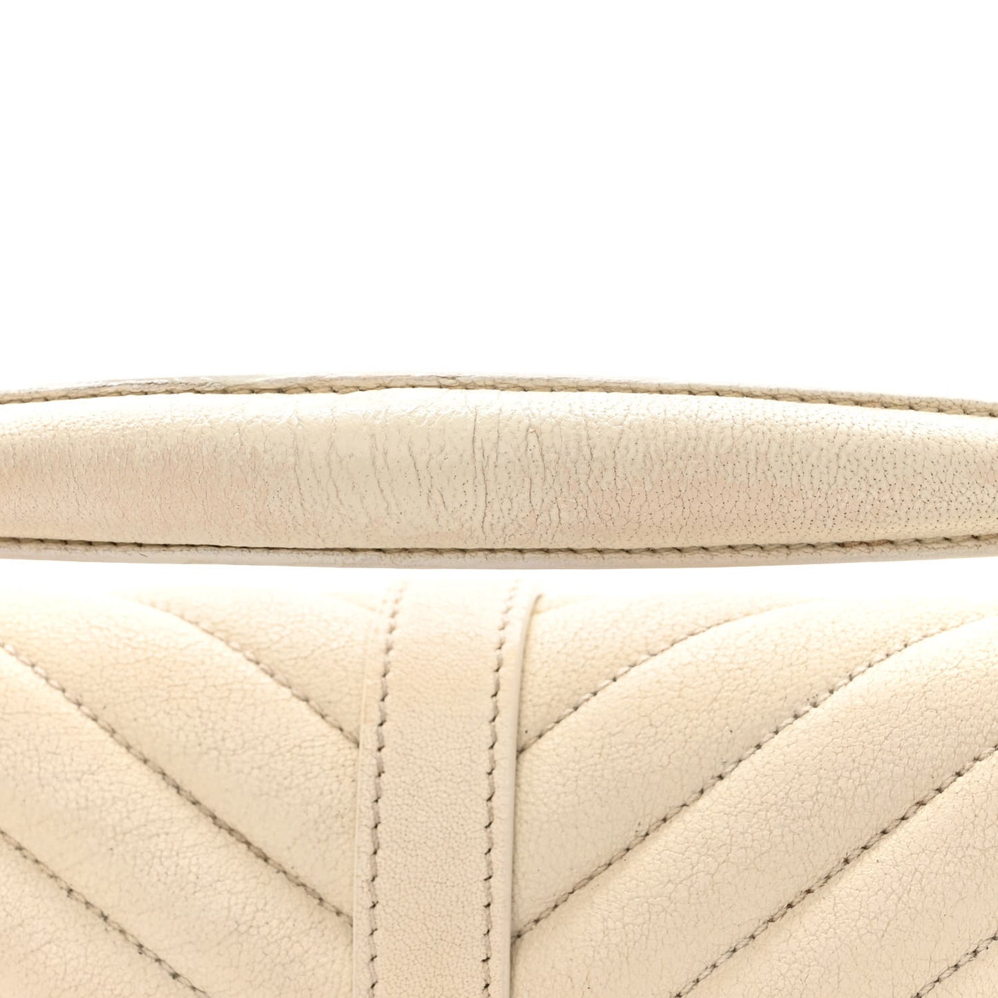 Sheepskin Matelasse Chevron Monogram Medium College Bag Dove White