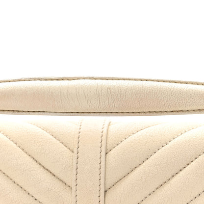 Saint Laurent Sheepskin Matelasse Chevron Monogram Medium College Bag Dove White 11 of 20