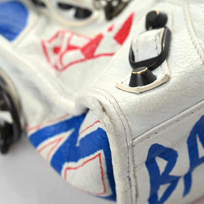 Balenciaga Agneau Graffiti All Over Classic Hardware Mini City White Bleu Rouge 5 of 31