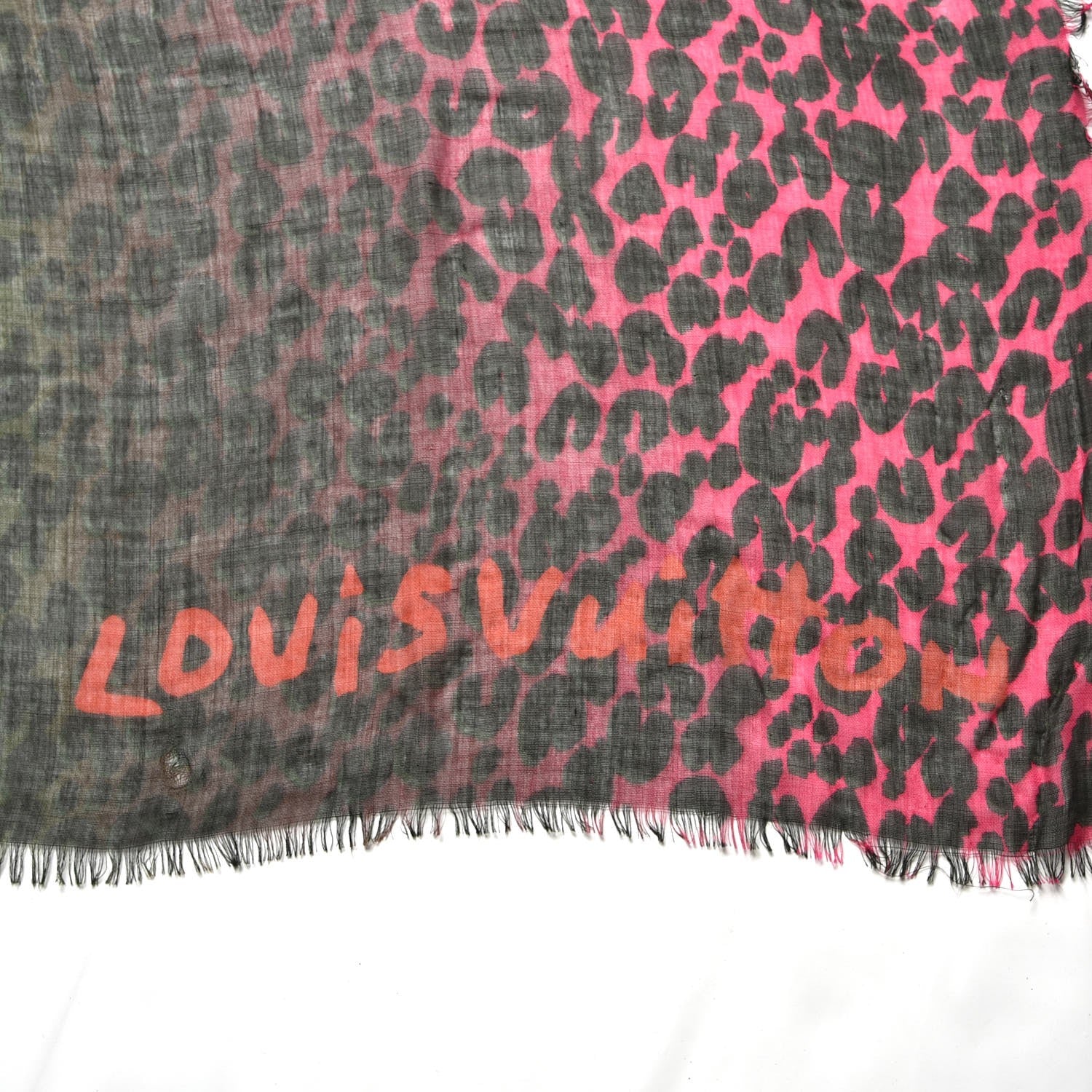 Louis Vuitton Cashmere Silk Leopard Blurry Leo Stole Kaki 3 of 6