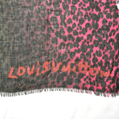 Louis Vuitton Cashmere Silk Leopard Blurry Leo Stole Kaki 3 of 6