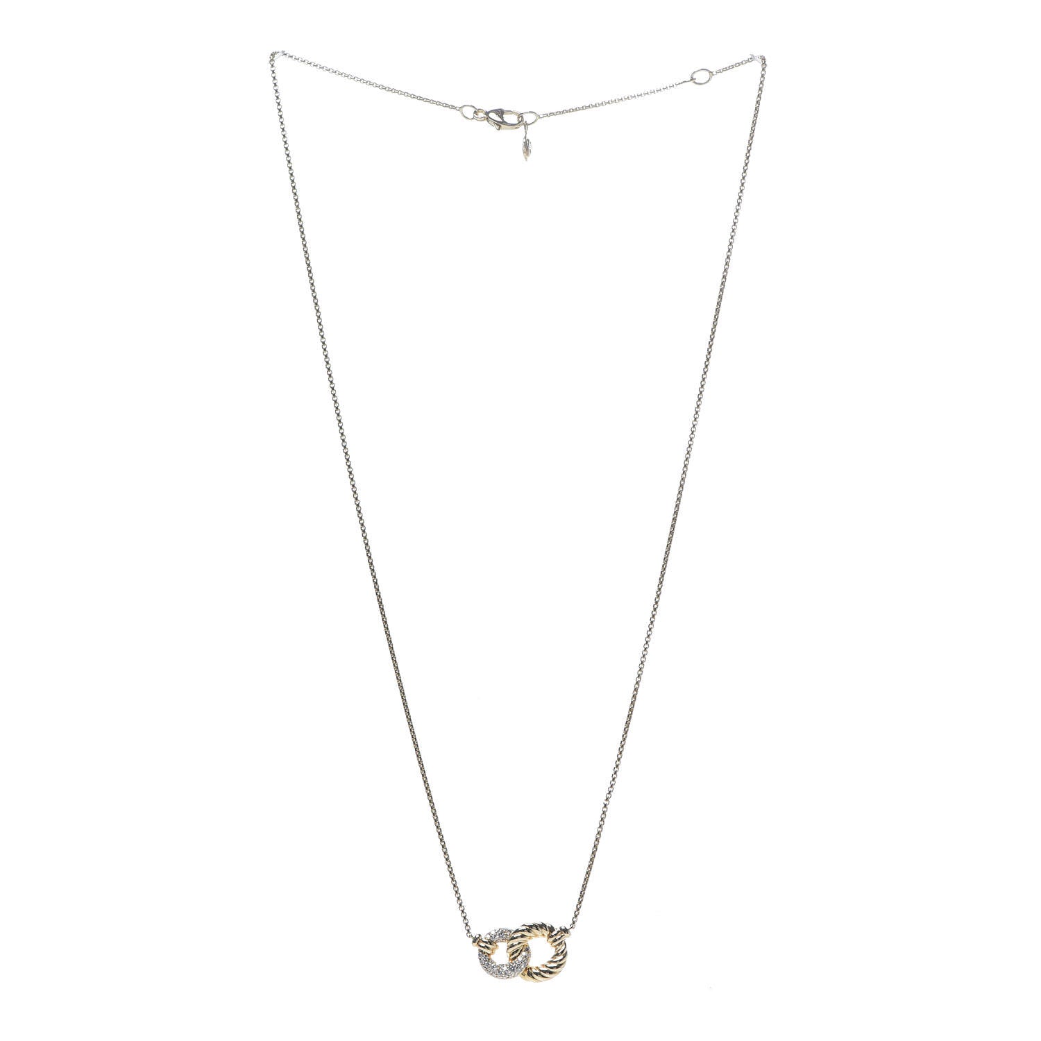 David Yurman 18K Yellow Gold Diamond Pave Extra-Small Belmont Pendant Necklace 3 of 5