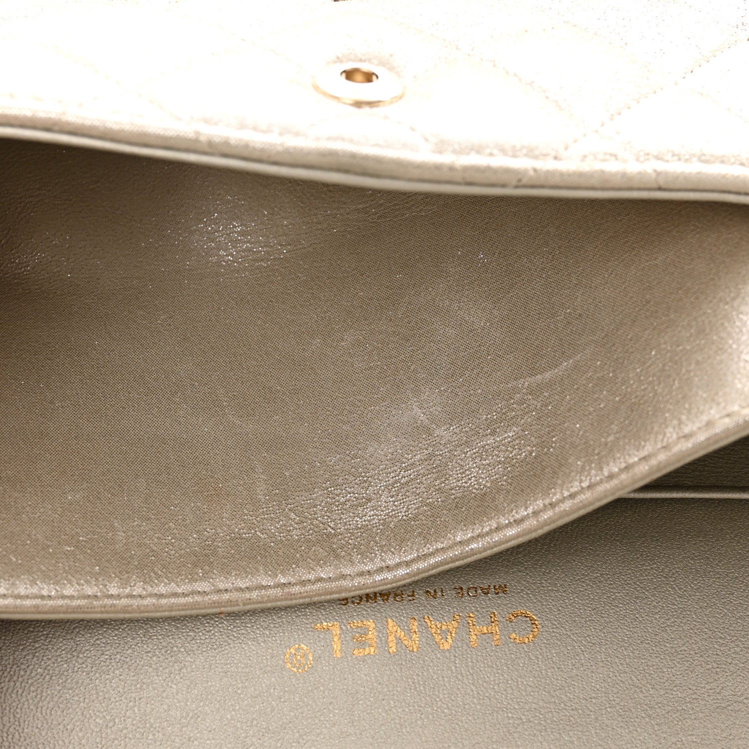 Chanel Iridescent Calfskin Quilted Medium Double Flap Light Gold 11 of 12