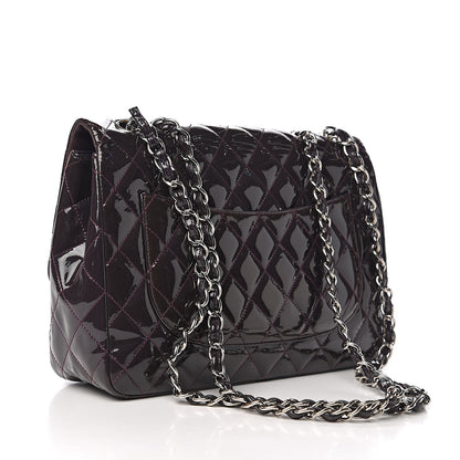 Chanel Patent Quilted Jumbo Single Flap Dark Purple 2 of 17