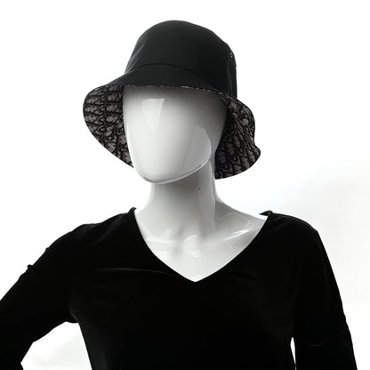 Christian Dior Polyester Cotton Oblique Teddy-D Brim Bucket Hat 57 Black 3 of 23