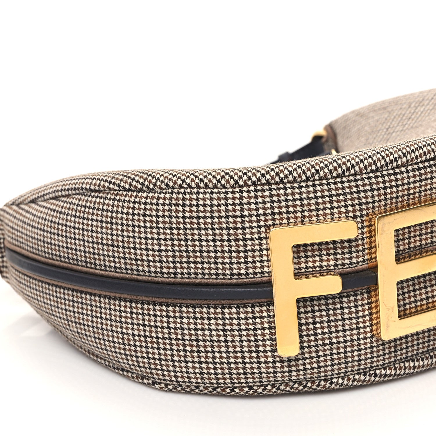 Fendi Wool Vitello Grace Small Houndstooth Small Fendigraphy Hobo Bag Beige Ebano 9 of 10