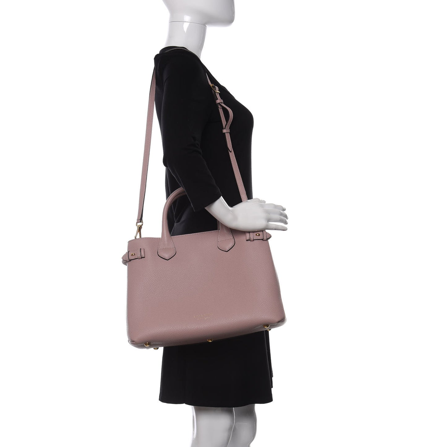 Grainy Calfskin House Check Medium Banner Tote Pale Orchid
