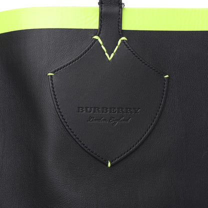 Burberry Canvas Mega Check Extra Large The Giant Reversible Tote Black Neon Yellow 18 of 18