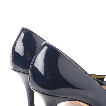 Jimmy Choo Patent Luna Platform Peep Toe Pumps 38 Navy 13 of 18