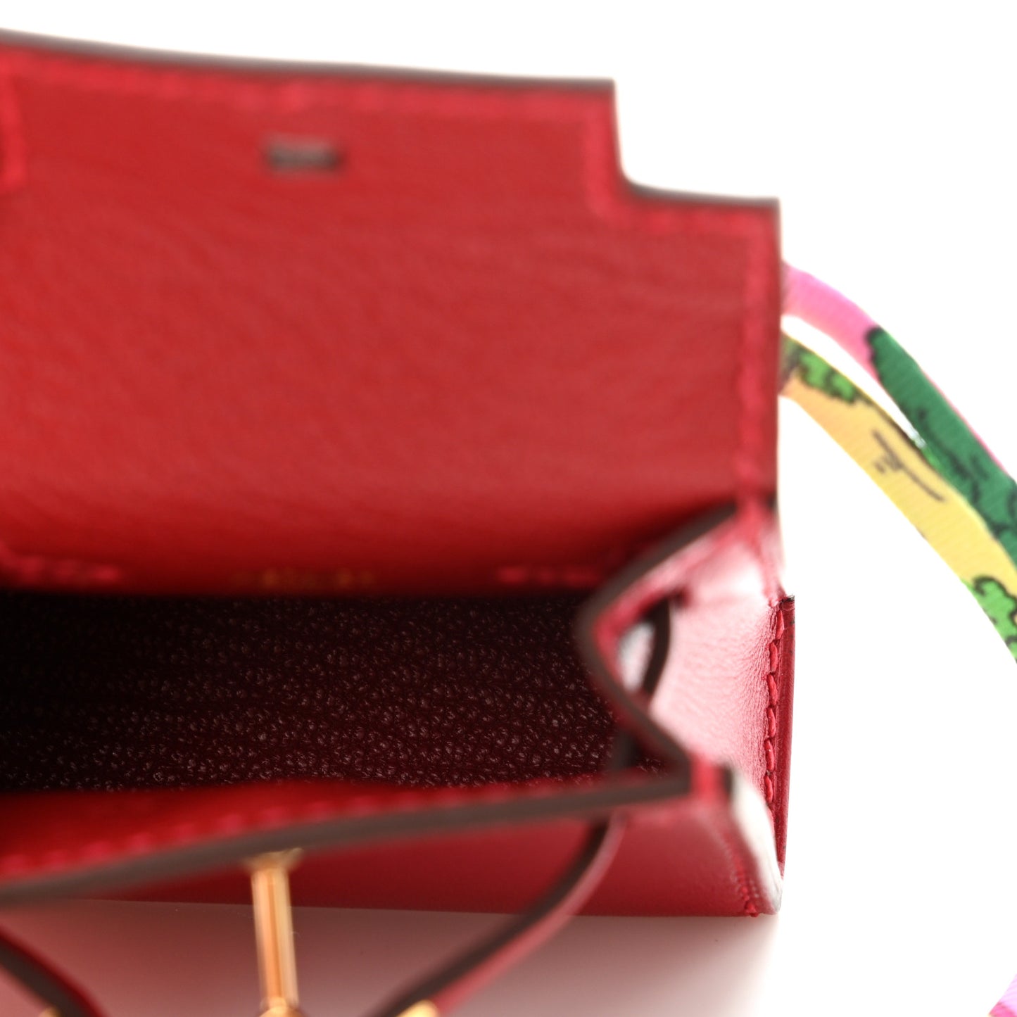 Tadelakt Mini Kelly Twilly Bag Charm Rouge Vif