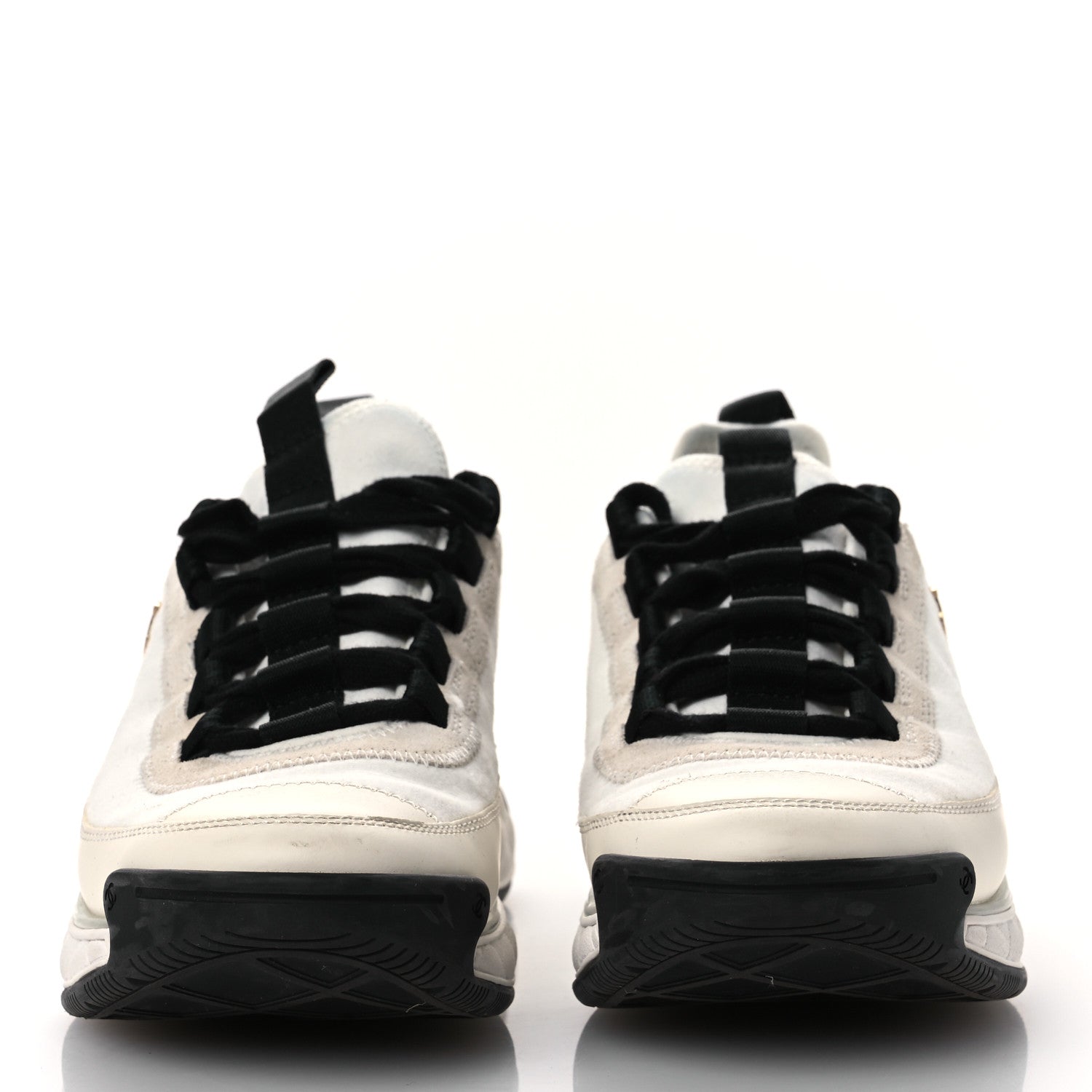 Chanel Velvet Calfskin Mixed Fibers CC Sneakers 36 Ivory Black 3 of 16