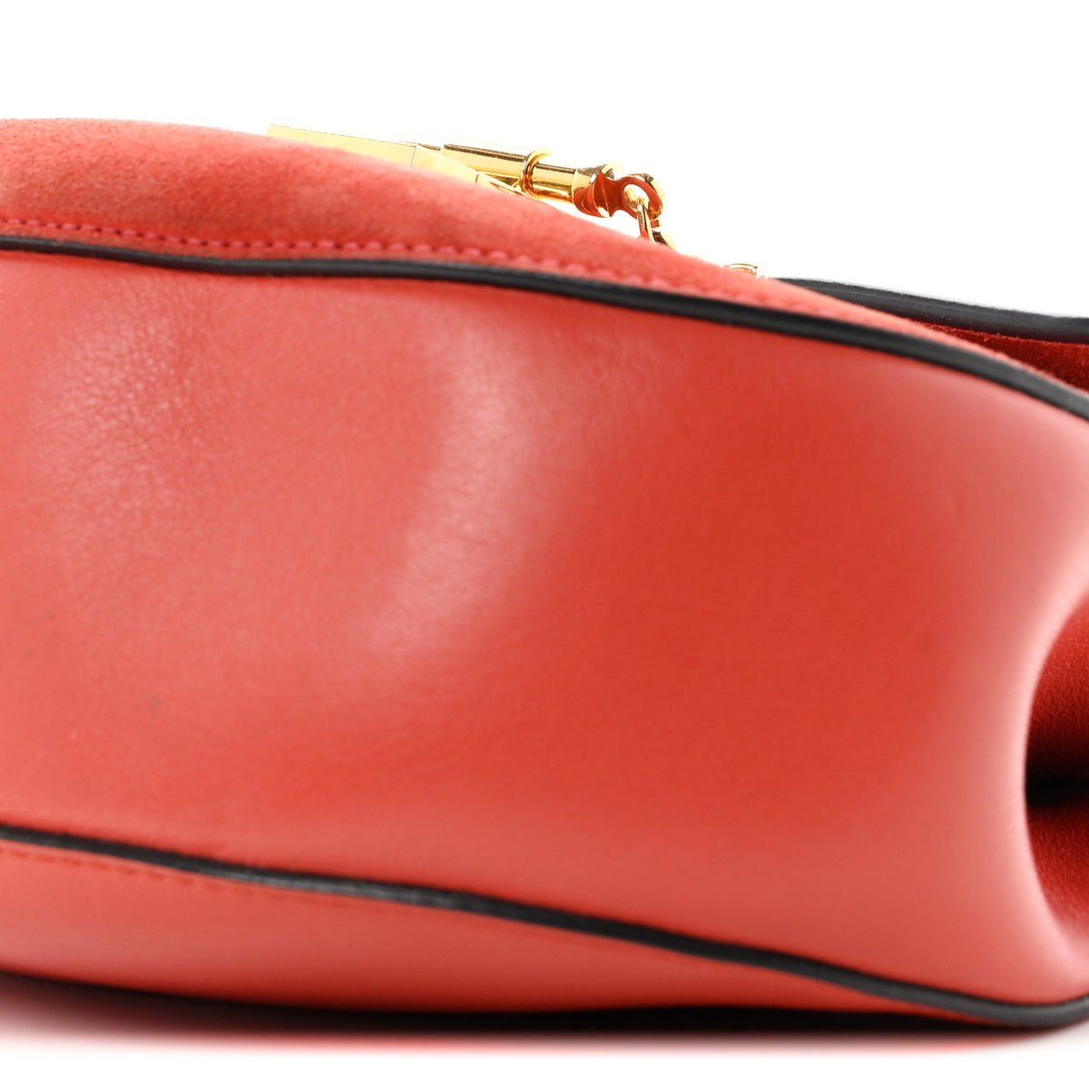 Suede Smooth Calfskin Drew Shoulder Bag Poppy