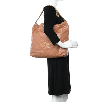 Chanel Shiny Calfskin Quilted Chanel 22 Camel 2 of 14