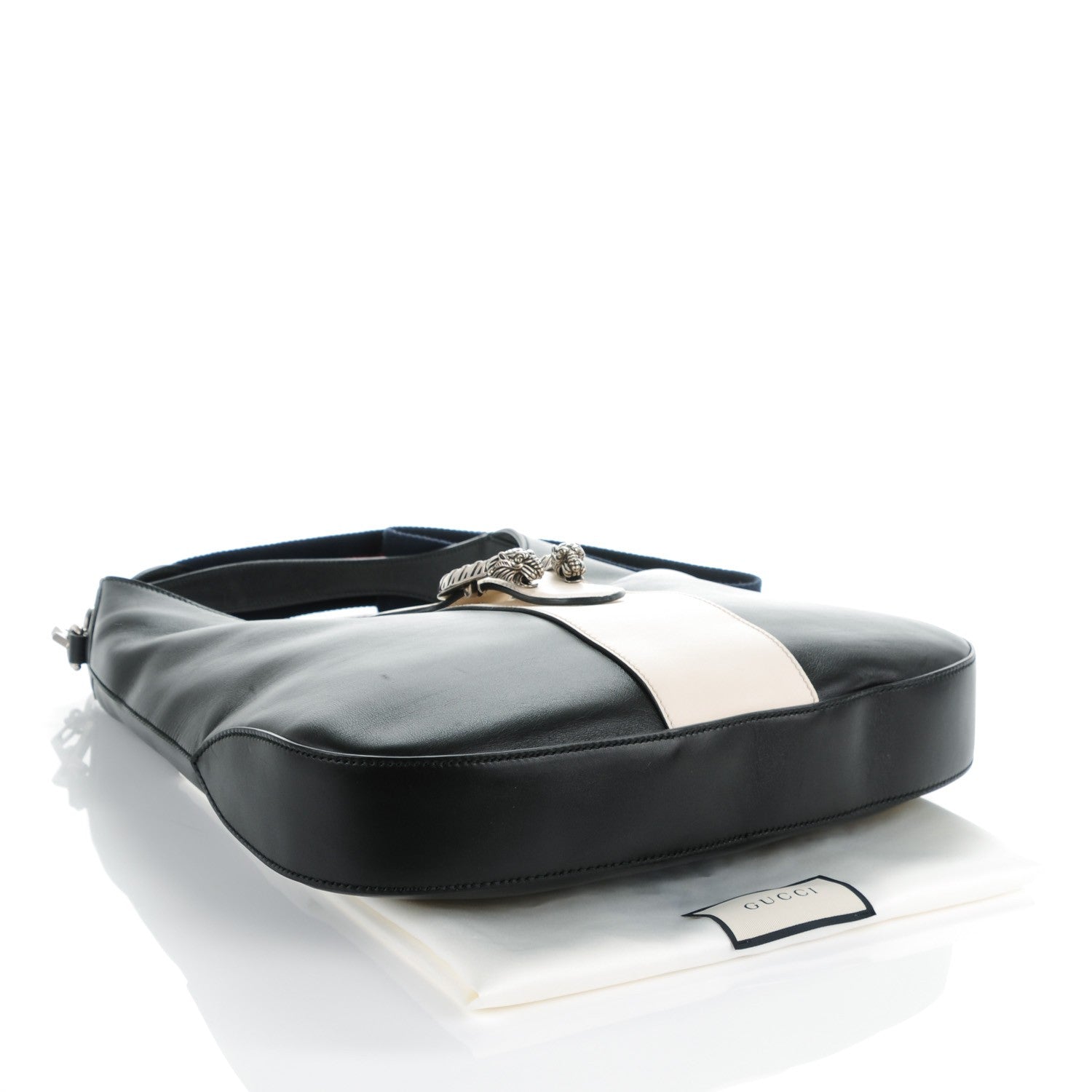 Gucci Calfskin Web Medium Dionysus Hobo Black White 4 of 7