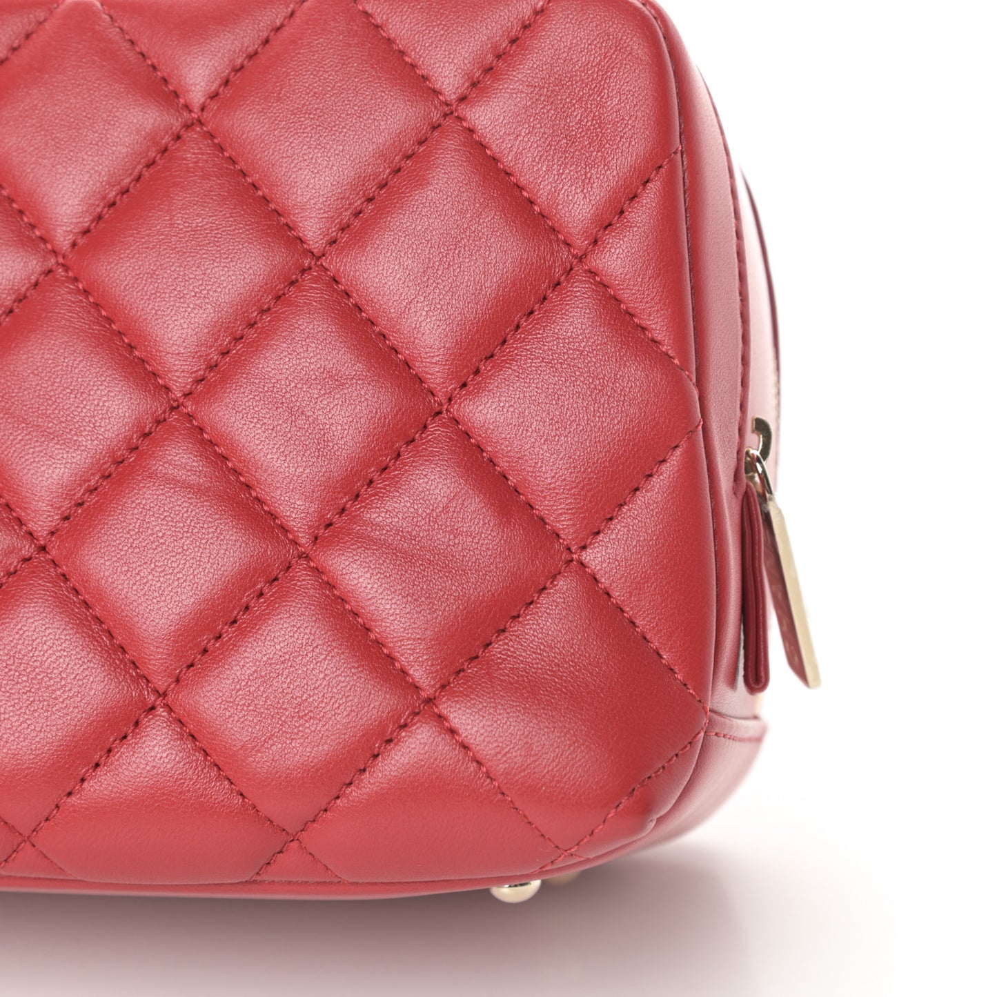 Lambskin Quilted Small Trendy CC Bowling Bag Red