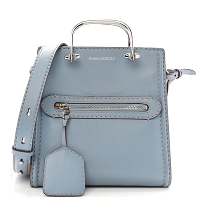 Alexander McQueen Calfskin The Short Story Shoulder Bag Blue Brown 1 of 11